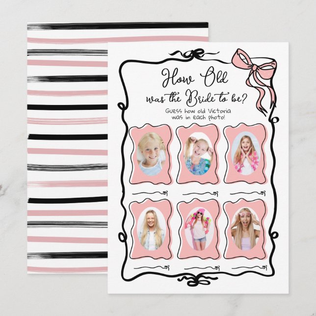 Wie alt war das Spiel Bridal Hand Drawn Bow Bridal Einladung (Vorne/Hinten)