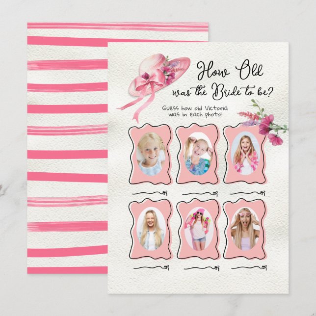 Wie alt war das Spiel von Bridge Derby Pink Hat Br Einladung (Vorne/Hinten)