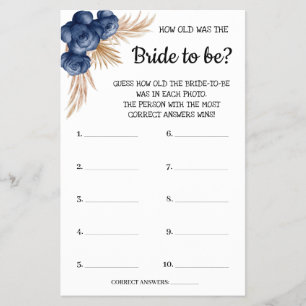 Wie alt war die Blue Flowers Shower Game Card? Flyer