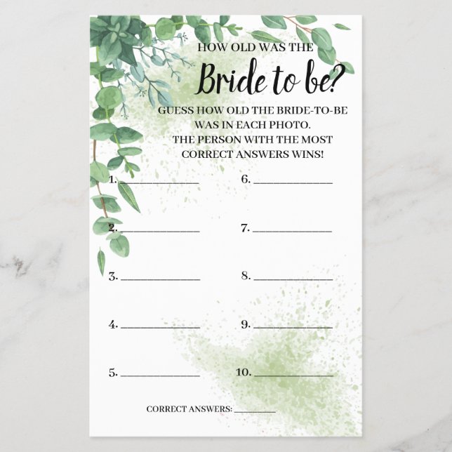 Wie alt war die Eukalyptus Shower Game Card? Flyer (Vorne)