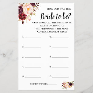 Wie alt war die Marsala Blume Showgame Card? Flyer