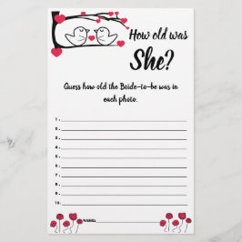 Wie alt war sie? Game Card Love Bird Flyer