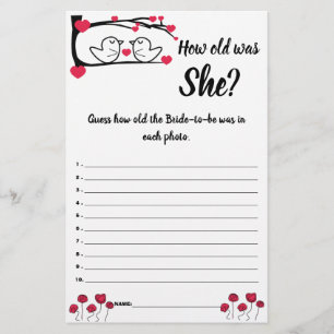 Wie alt war sie? Game Card Love Bird Flyer