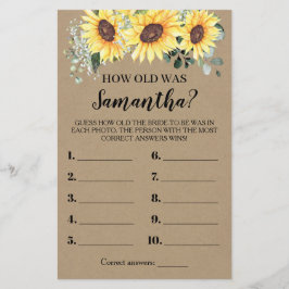 Wie alt war sie Grünpflanzen Sonnenblumenspielkart Flyer