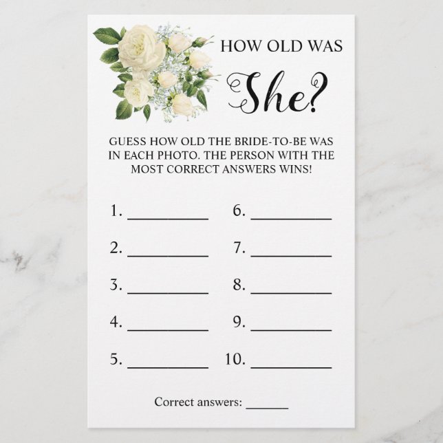 Wie alt war sie? White Rose Game Card Flyer (Vorne)