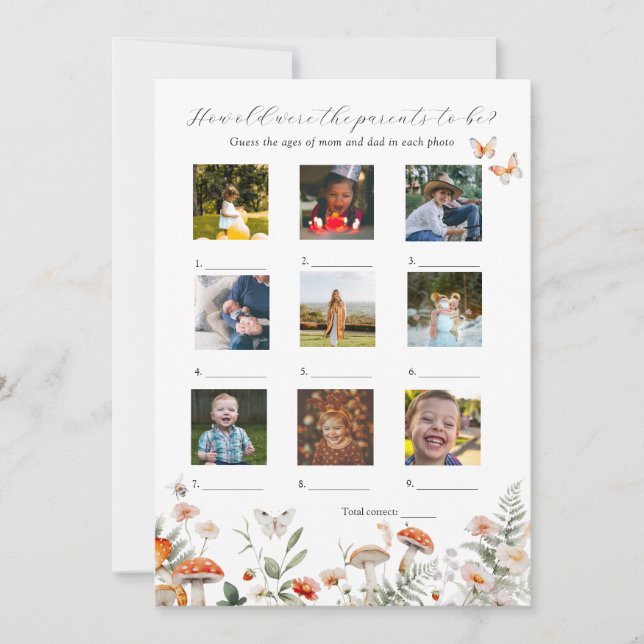 Wie alt waren sie Baby Showgame Card? Einladung (Vorderseite)