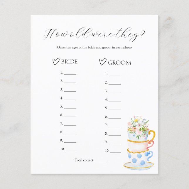 Wie alt waren sie Brautparty-Spiel (Vorderseite)