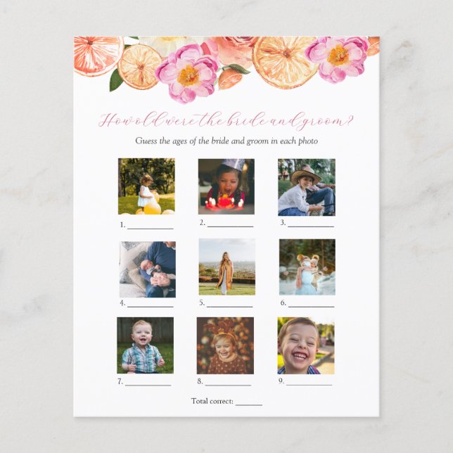 Wie alt waren sie Brautparty-Spiel (Vorderseite)