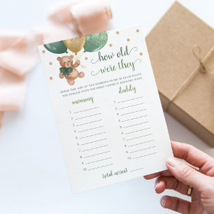 Wie alt waren sie so alt wie sie Baby Dusche Teddy Einladung