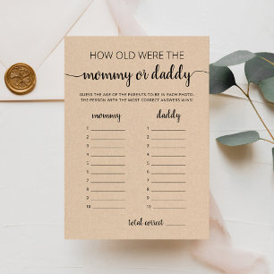 Wie alt waren sie Spiel Baby Shower Party Karte