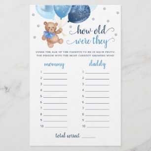 Wie alt waren sie Spiel Baby Shower Teddybär