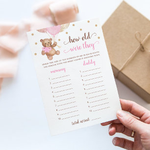 Wie alt waren sie Spiel Baby Shower Teddybär Karte