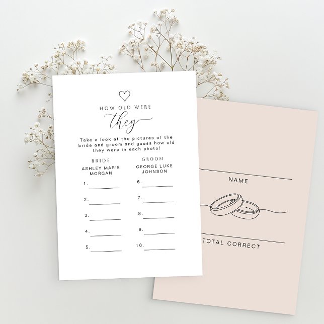 Wie alt waren sie Spielkarten zum Ausdrucken Einladung (Digital download available - Shower game card)