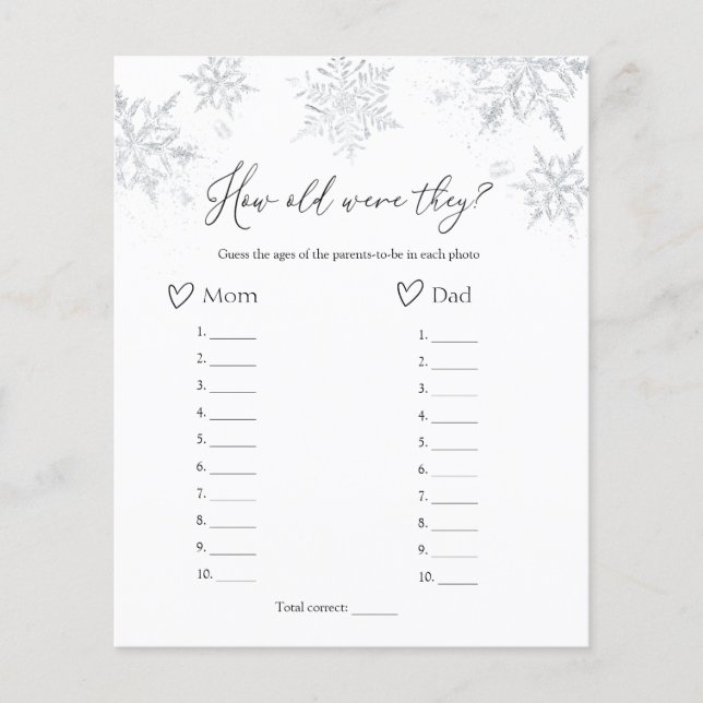 Wie alt waren sie, um ein Baby Duschspiel zu spiel (Vorderseite)