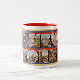 Wie aus New York! Vintager Großbuchstabe Zweifarbige Tasse