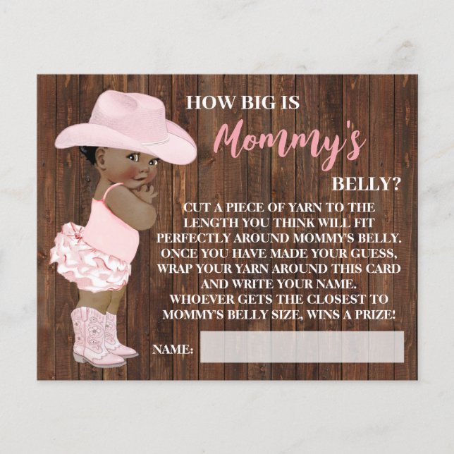 Wie Big Mommy's Bly OM Cowgirl Shower Game Card Flyer (Vorne)