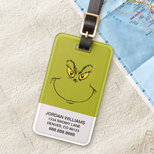 Wie der Grinch Weihnachten stahl Gesicht Gepäckanhänger