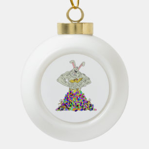 Wie der Osterhase seine Eier bekommt Keramik Kugel-Ornament