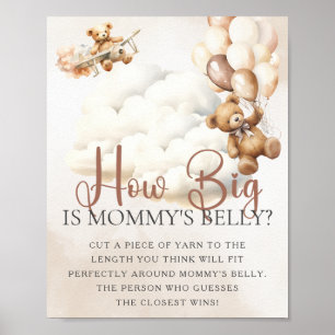 WIE DICK IST MAMMY'S BAUCH Bärchen-Baby-Party-Spie Poster