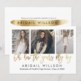 "Wie die Jahre fliegen" Gold Script Graduation Par Einladung