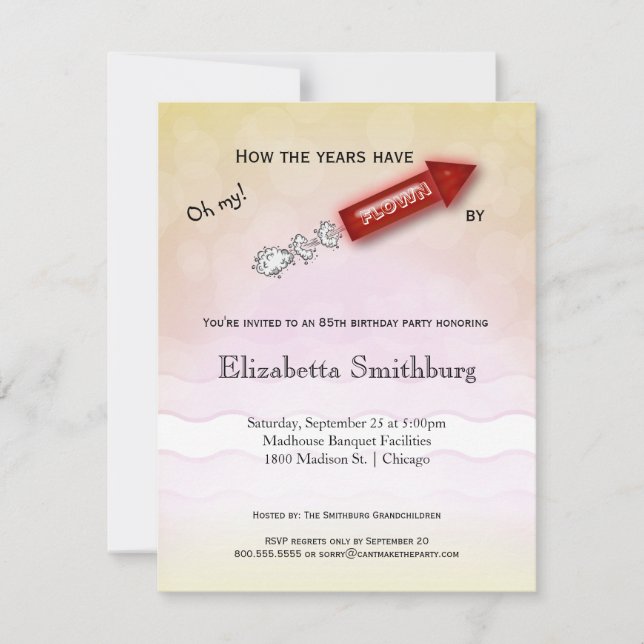 Wie die Jahre vorbei geflogen sind - Einladung (Vorderseite)