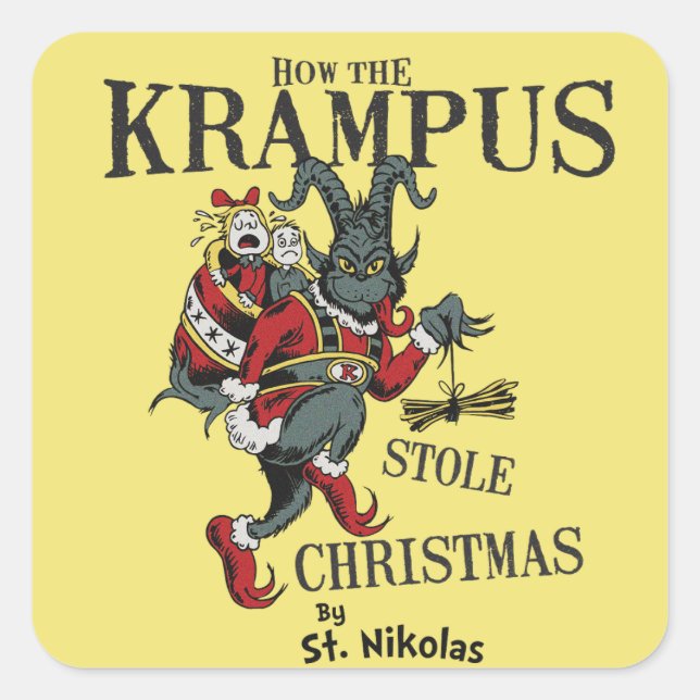 Wie die Krampus Weihnachts-Shirt gestohlen Quadratischer Aufkleber (Vorderseite)