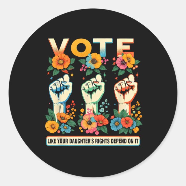 Wie die Rechte Ihrer Tochter von der Hand Faust ab Runder Aufkleber (Vorderseite)