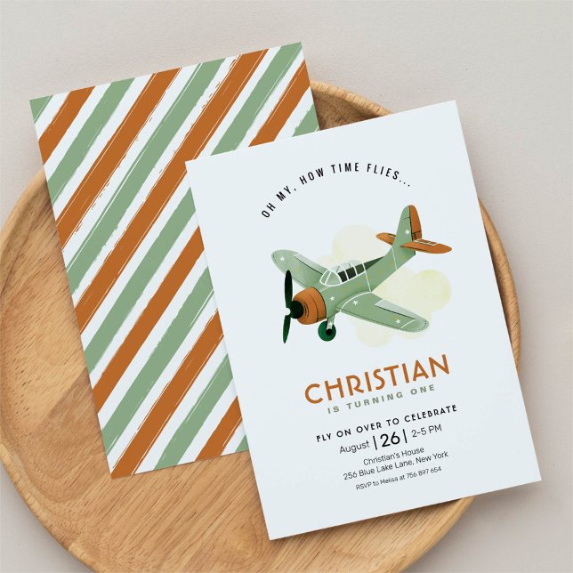 Wie die Zeit fliegt Flugzeug Geburtstag Einladung (Von Creator hochgeladen)