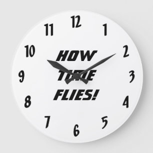 Wie die Zeit fliegt! - Schwarz und Weiß! Große Wanduhr