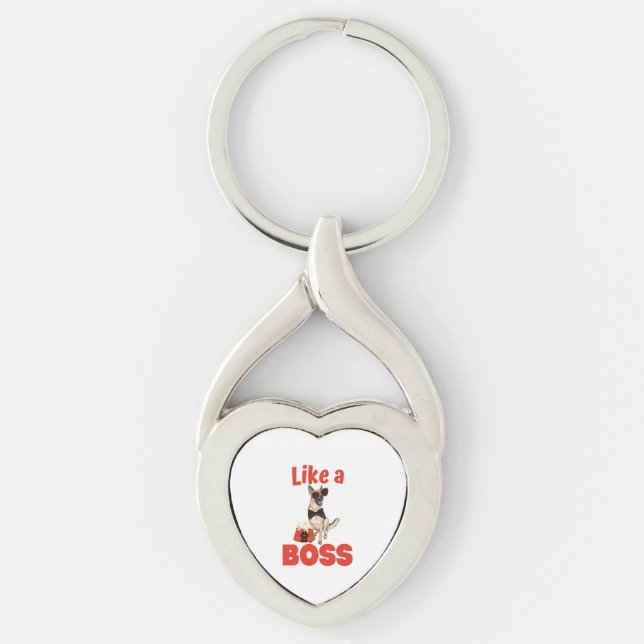 Wie ein Boss German Shepherd Schlüsselanhänger (Vorderseite)