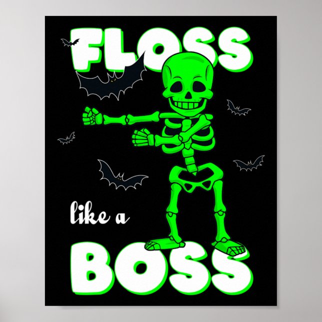Wie ein Boss Skelett Halloween Boys Girls Ki Poster (Vorne)