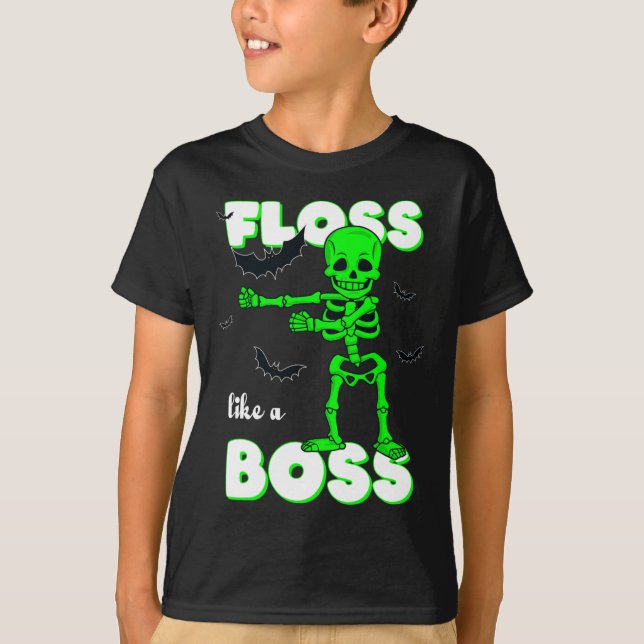 Wie ein Boss Skelett Halloween Boys Girls Ki T-Shirt (Vorderseite)