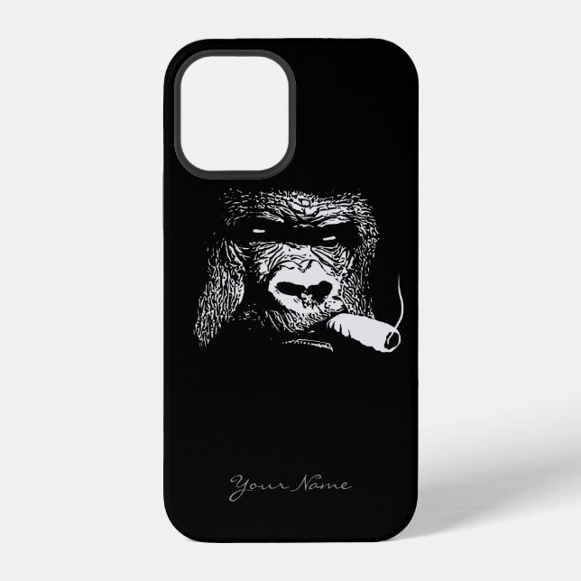 Wie ein Chef-rauchender Gorilla-individueller Name iPhone Hülle (Rückseite)