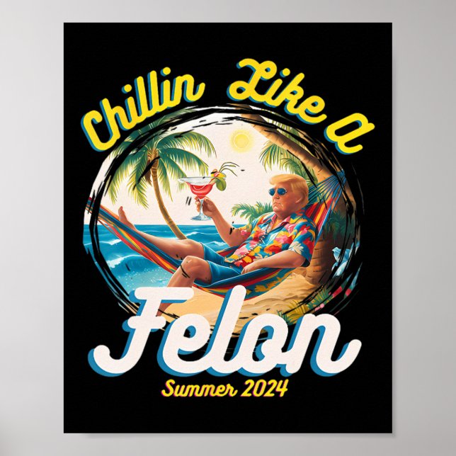 Wie ein Felon Trump 2024 Hawaii Poster (Vorne)