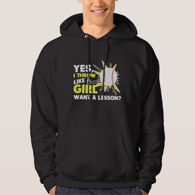 Wie ein Girl Baseball Player Softball Pitcher Hoodie (Vorderseite)
