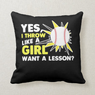 Wie ein Girl Baseball Player Softball Pitcher Kissen
