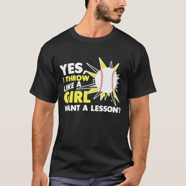 Wie ein Girl Baseball Player Softball Pitcher T-Shirt (Vorderseite)
