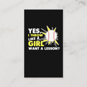 Wie ein Girl Baseball Player Softball Pitcher Visitenkarte
