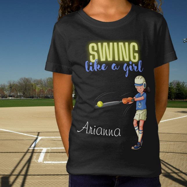 Wie ein Girl-Softball-T - Shirt (Swing Like A Girl Softball T-Shirt)