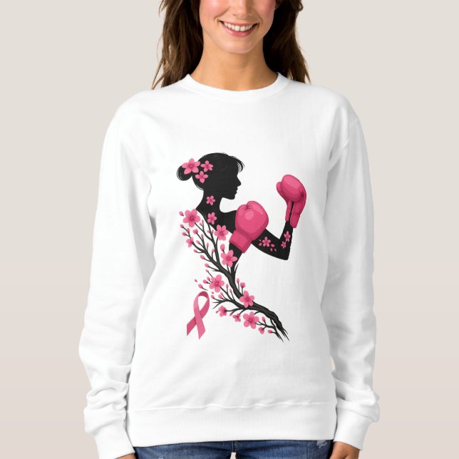 Wie ein Mädchen kämpfen - Breastkrebs-Aufklärung Sweatshirt (Vorderseite)