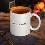 Wie ein Niedliches Trendangebot von Boss Funny Zweifarbige Tasse<br><div class="desc">Trendy, niedliche, lustige Kaffee-Tasse Sprichwort "Wie ein Boss" in der modernen Typografie auf der zweifarbigen Kaffee-Tasse. Die Einrichtung ist orange, aber die Tasse ist in vielen Farben erhältlich. Diese Tasse ist perfekt für jeden, der einen stilvollen und lustigen Weg sucht, seinem Chef oder Kollegen zu zeigen, dass sie geschätzt werden....</div>