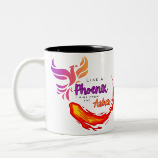Wie ein Phönix, erhebt sich ich aus den Aschen Zweifarbige Tasse