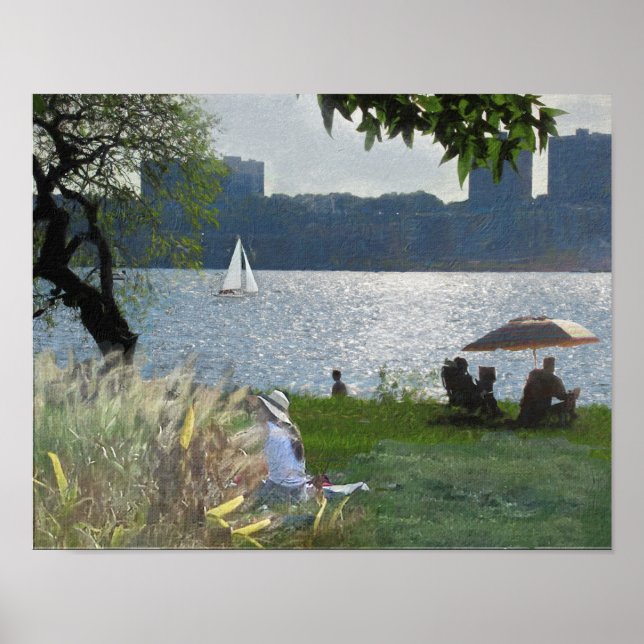 WIE EIN SEURAT-MALTER, der den Riverside Park NYC Poster (Vorne)