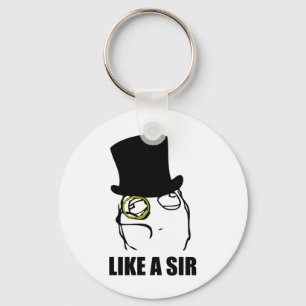 Wie ein Sir Monocle Rage Face Meme Schlüsselanhänger