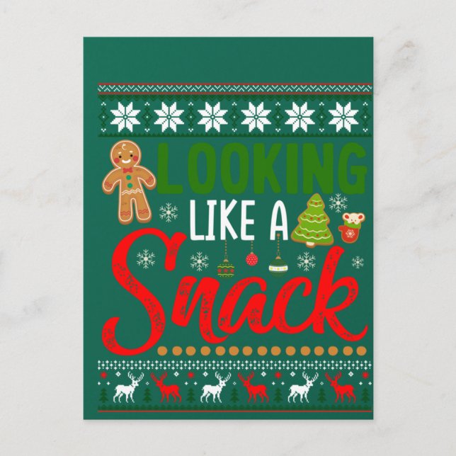 Wie ein Snack Funny Christmas Cookie hässlich auss Postkarte (Vorderseite)