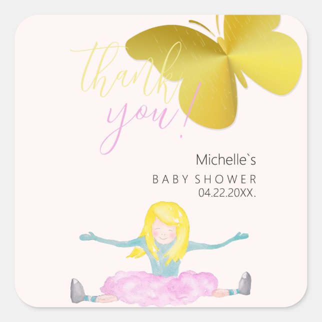 Wie eine Girl Watercolor Illustration Quadratischer Aufkleber (Vorderseite)