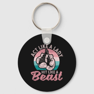 Wie eine Lady Hit wie ein Bestie Funny Boxing Glov Schlüsselanhänger