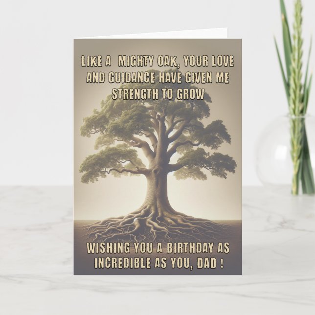 Wie eine "Mighty Oak Birthday Card" für Vater Karte (Vorderseite)
