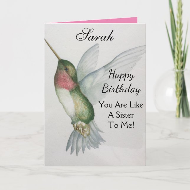 Wie eine Schwester Birthday HummingBird Grußkarte Karte (Vorderseite)