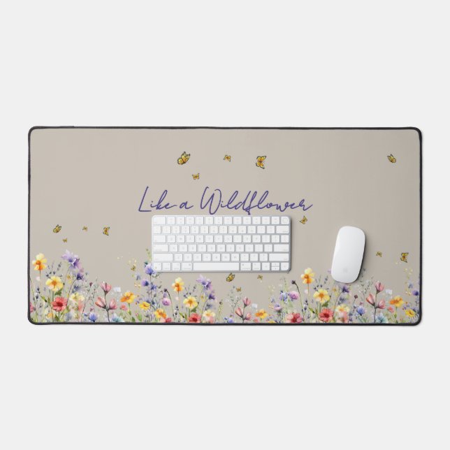 Wie eine Wildblume | Wildblume mit Butterfly Schreibtischunterlage (Tastatur & Maus)